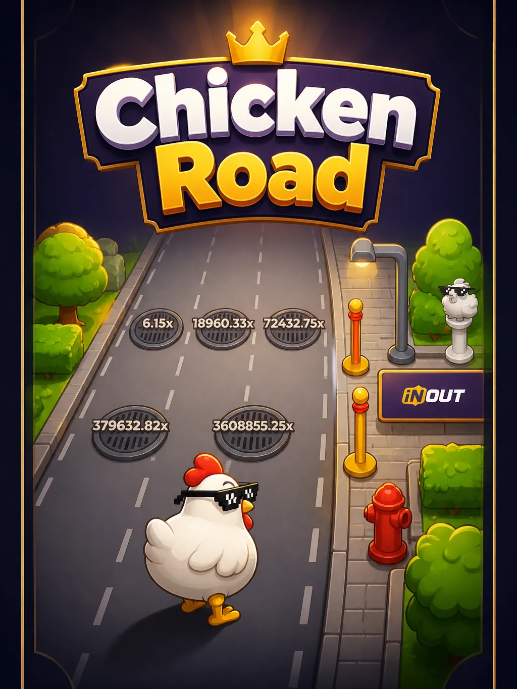 Chicken Road game - chicken crossing the road with a rising multiplier